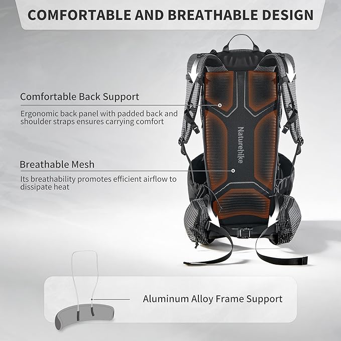 Naturehike 60L Rock 2.0 Upgraded Internal Frame Hiking Backpack - Image 2