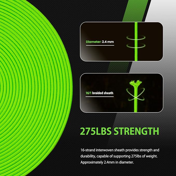 Abma Cord 2.4mm Paracord 275 100ft Nylon Rope 4 Strands Tactical Parachute Cord - Image 4