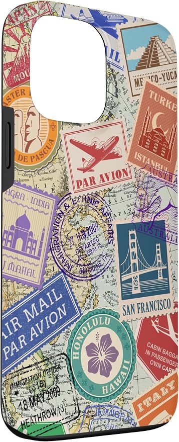 World Map Travel Passport Stamps Postage Stamp Case - Image 3