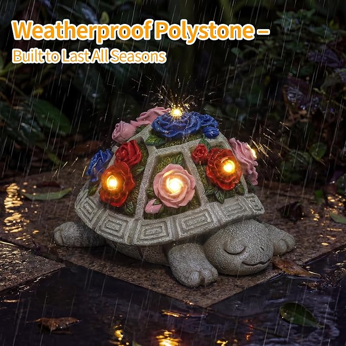 Solar Garden Decor Outdoor Turtle Statue - Image 4