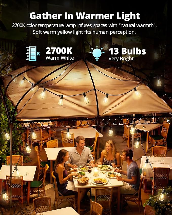 VIPAR Outdoor String Lights 30FT LED Patio Lights Waterproof - Image 4