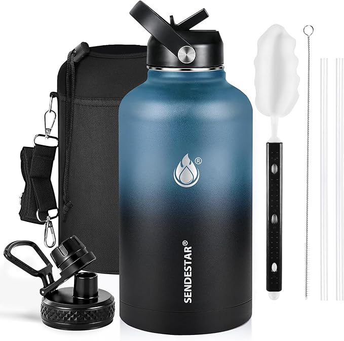 Insulated Water Bottle 64 oz, Triple Wall Vacuum Stainless Steel Water Bottles by Sendestar