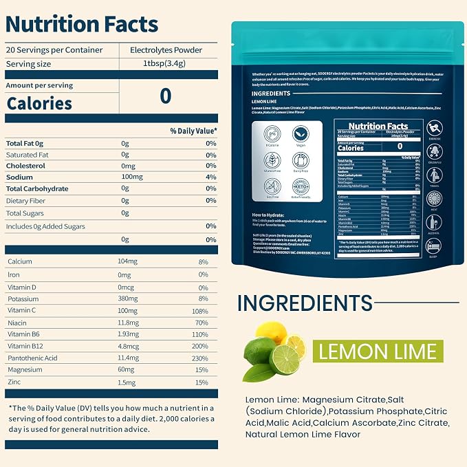 Electrolytes Powder Packets Sugar Free Hydration Packets, Liquid Daily IV - Image 2