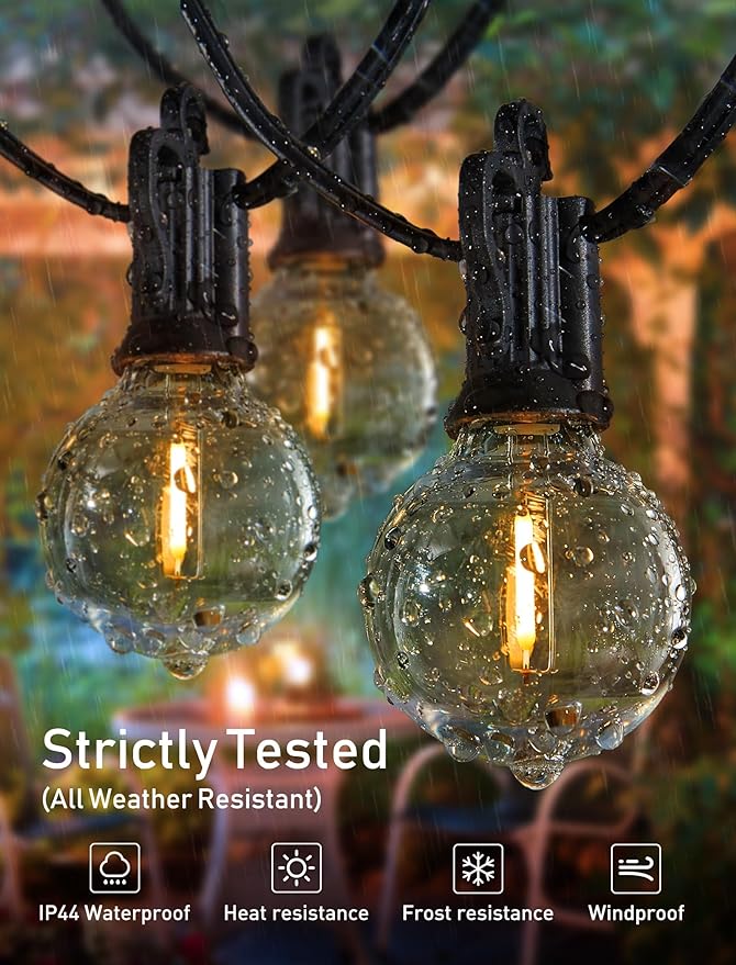 Brightown Outdoor String Lights, 80FT 40+2 G40 Bulbs Shatterproof Patio Lights - Image 5