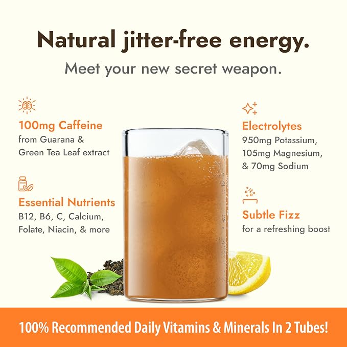 Zipfizz Daily Energy Drink Powder, Lemon Iced Tea, 20 Pack | 3-in-1 Sustained - Image 3