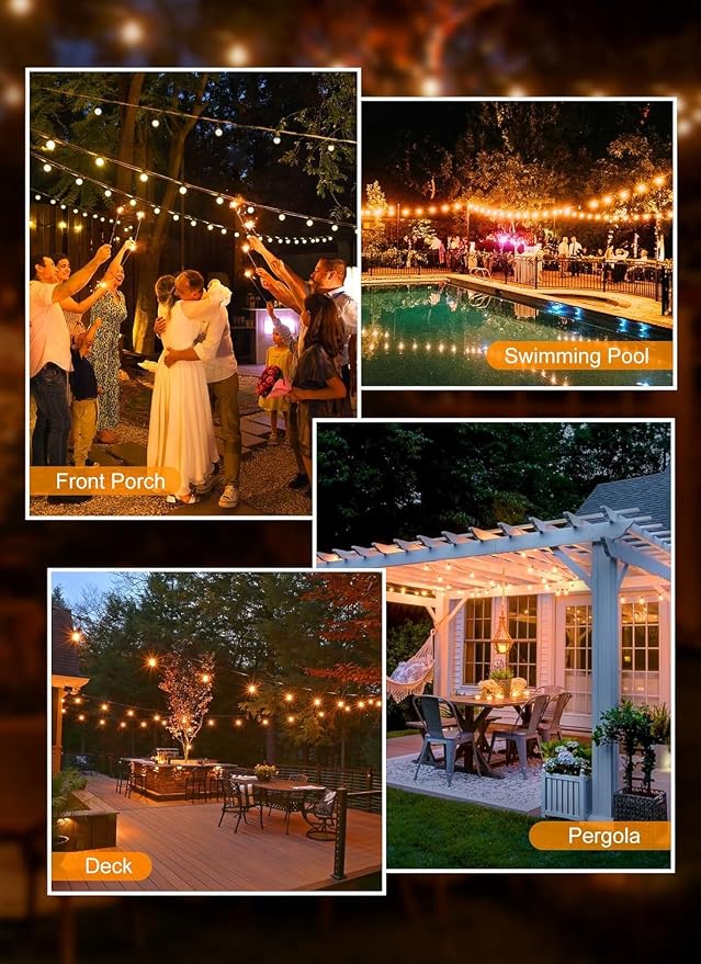 Brightown Outdoor String Lights, 55FT 25 G40 Bulbs Shatterproof IP65 Patio - Image 5