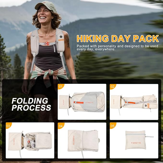 FIORETTO 10L Hiking Backpack for Women Men Mini Packable Backpack Lightweight - Image 9