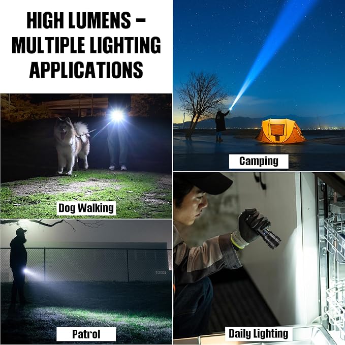 BERCOL Flashlight LED Rechargeable Flashlights High Lumens, 000 LM Super Bright - Image 9