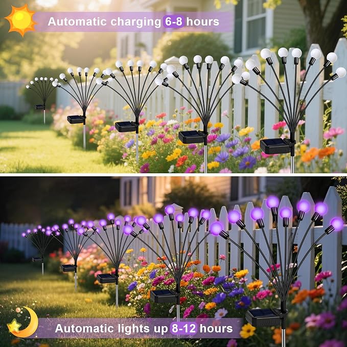 ZFNN Solar Garden Lights 16 LEDs, 2 Pack 8 Heads, Outdoor Waterproof, Swaying - Image 3