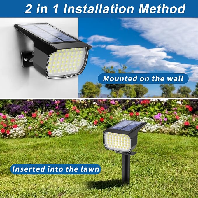 WENATY Solar Spot Lights Outdoor Waterproof IP65, 2 Pack Landscape Spotlights - Image 4