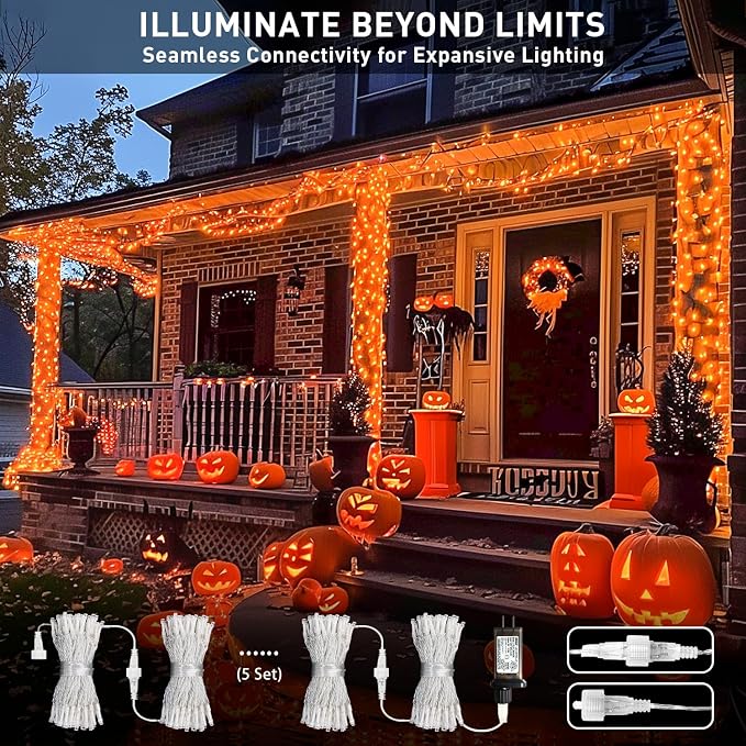 JMEXSUSS 150 LED Orange Halloween Lights Indoor Outdoor, Connectable Christmas - Image 2
