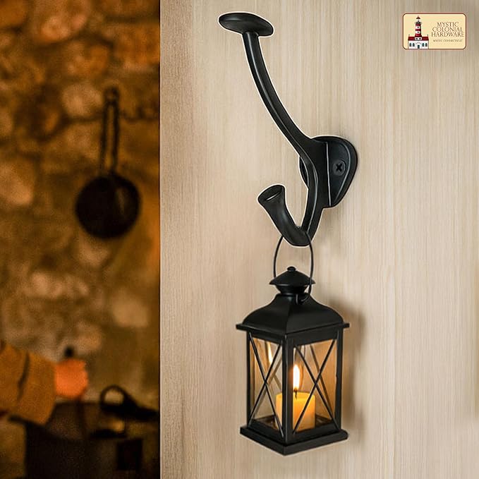 Mystic Colonial Medieval Cast Iron Wall Hooks Pack of 10 Heavy Duty Dual Hooks - Image 4