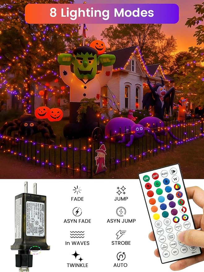 66Ft 200 LED RGB Color Changing 4th of July Fairy Lights Plug in, Waterproof - Image 3