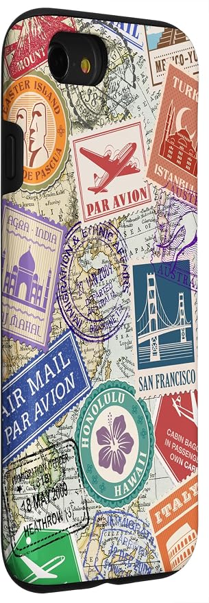 World Map Travel Passport Stamps Postage Stamp Case - Image 3