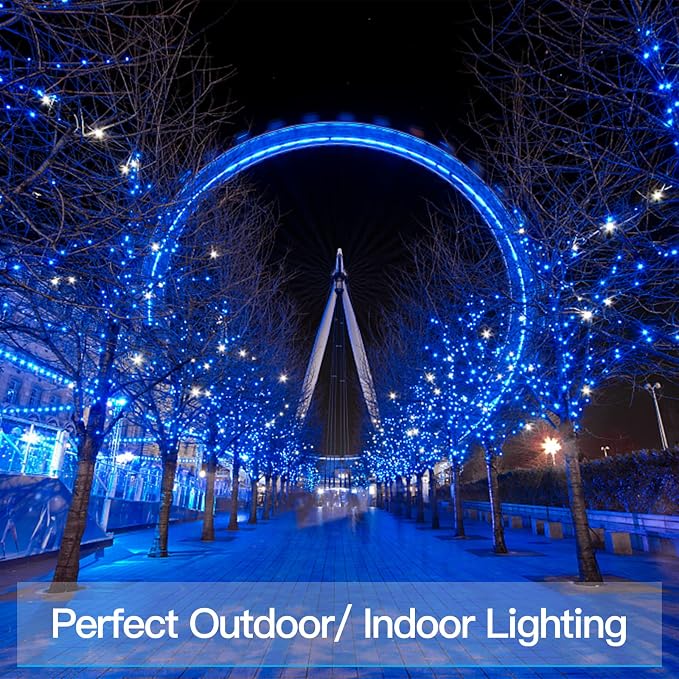 suddus Blue LED Christmas Lights Outdoor，200led 66ft Battery Operated Fairy - Image 7