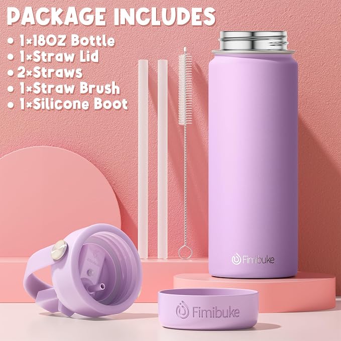 Fimibuke Kids Insulated Water Bottle - 18oz BPA-FREE 18/8 Stainless Steel Kid - Image 6