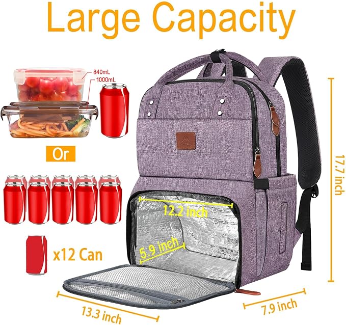 MATEIN Womens Backpack with Lunch Compartment, Fits 17 Inch Laptop Backpack - Image 3