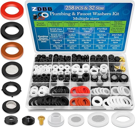ZDBB 258 Pcs 2-in-1 Spigot Washer & Hose Gasket Kit by ZDBB