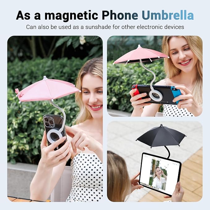 Double Magnetic Phone Umbrella, UPF45+ Magnetic Phone Sunshade Shield - Image 7