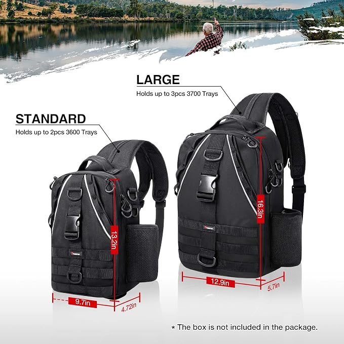 Piscifun Fishing Backpack with Rod Holder, Lightweight Sling Bag Storge Gear - Image 5