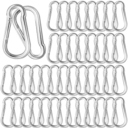 50 Pack 3.9" Heavy Duty Carabiner Clips, M10 Sliver Galvanized Steel Spring by SEUNGCH