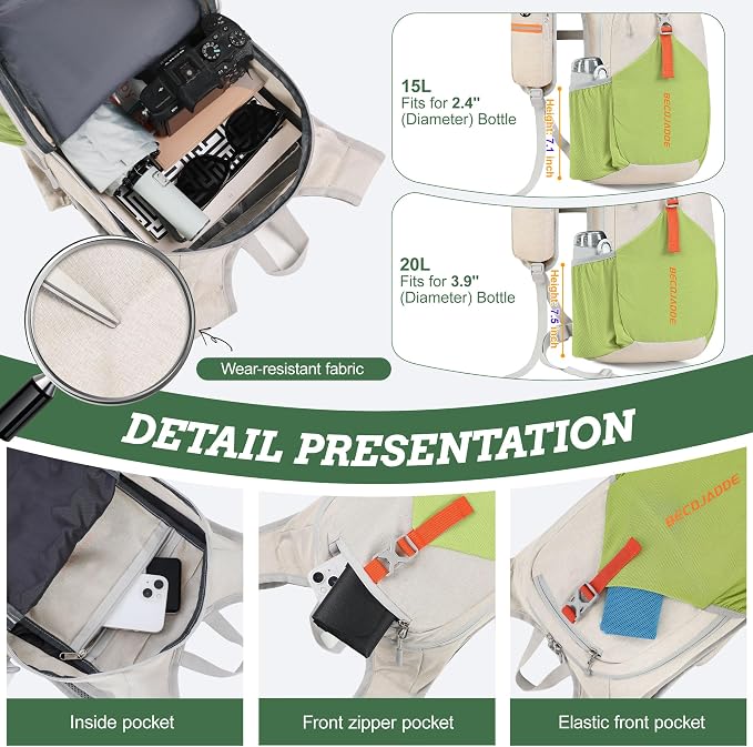 BECOJADDE 20L Small Hiking Backpack - Image 3