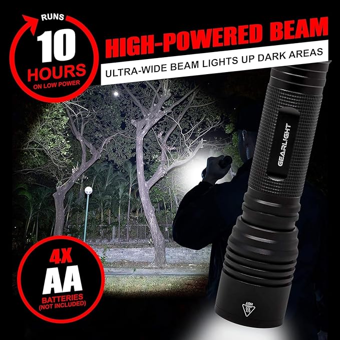 LED Flashlight High Lumens, Tactical Flashlight Battery Powered, Bright - Image 2