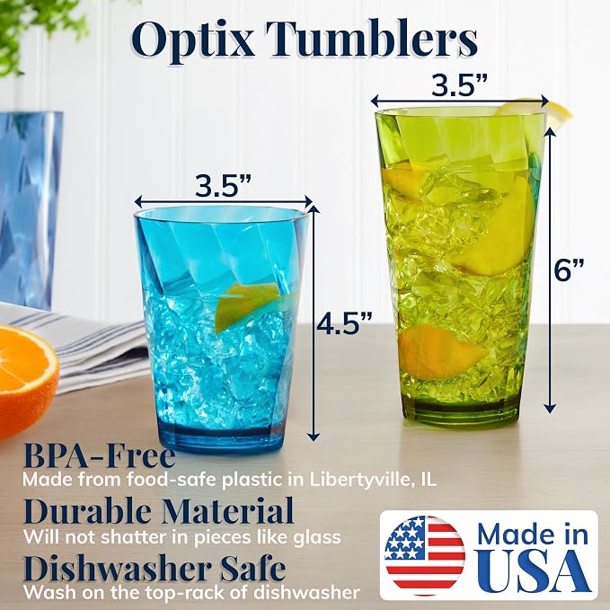 US Acrylic Optix Plastic Reusable Drinking Glasses 14oz Rocks & 20oz Water Cups - Image 2