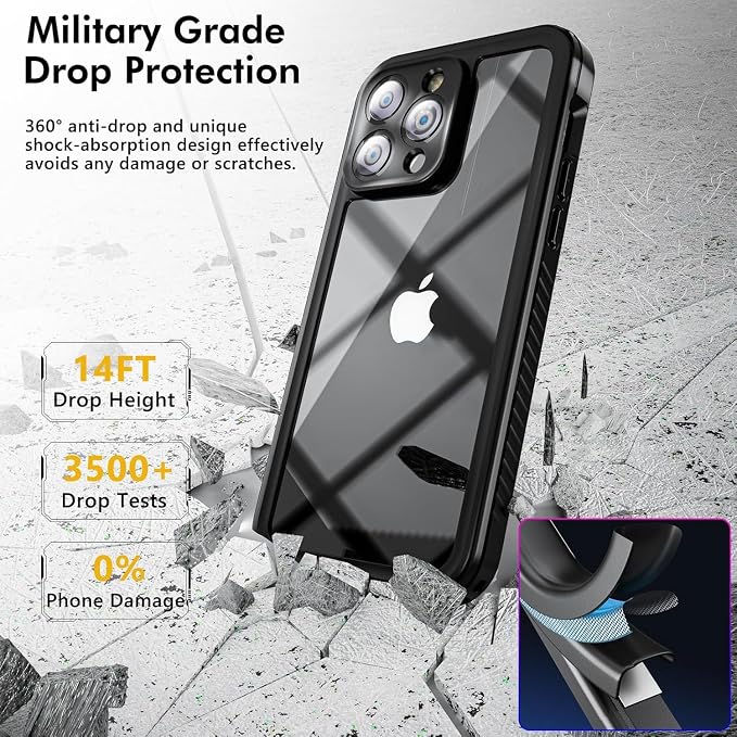 Jancane iPhone 14 Pro Max Waterproof Case, IP68 Underwater, Built-in Screen - Image 5
