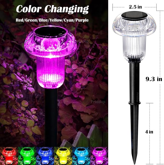 Priddop Solar Lights Outdoor Pathway Waterproof 16 Pack Color Changing LED - Image 6