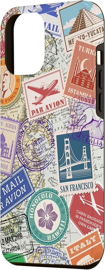 World Map Travel Passport Stamps Postage Stamp Case - Image 2