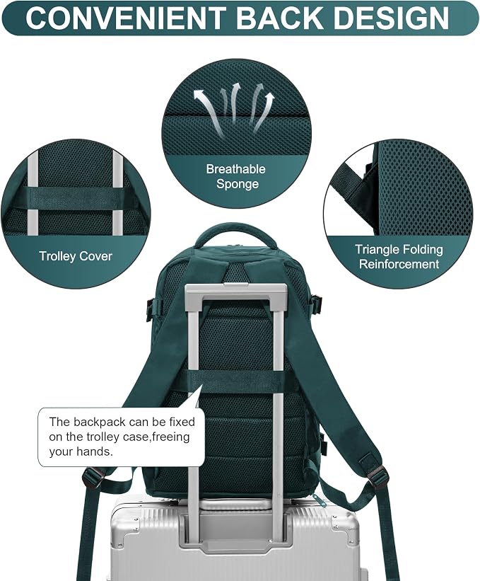 WONHOX Large Travel Backpack Carry on Flight Approved Laptop Work Business - Image 5