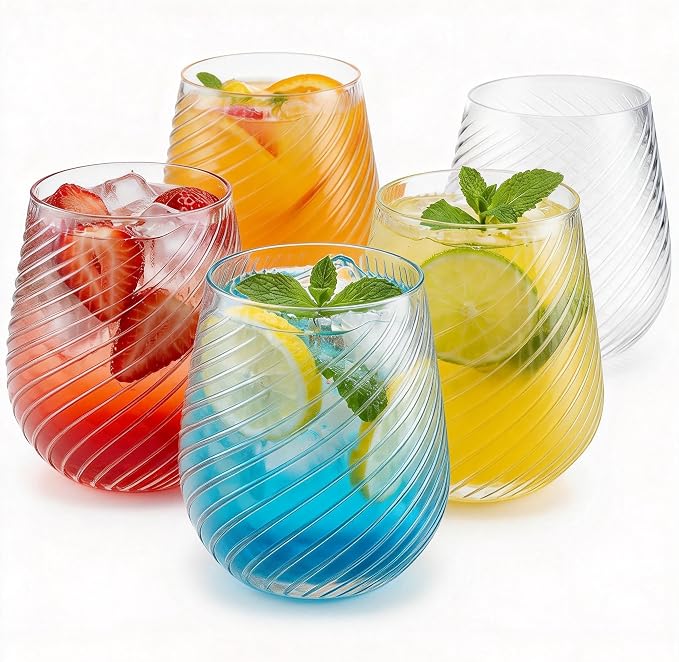 Maaacute 40 Pack Plastic Stemless Wine cocktail Whiskey Champagne Glasses by Maaacute