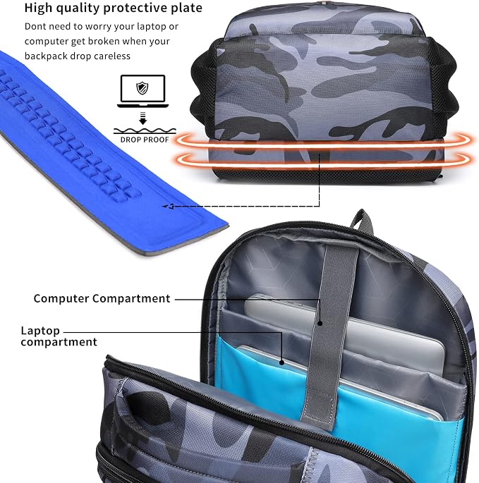 DUSLANG 17 Inch Travel Laptop Backpack Water Resistant Hiking Backpack - Image 4