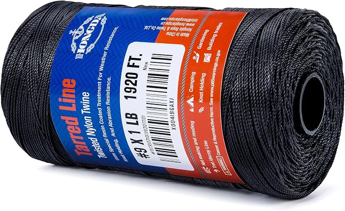 HONGDA Tarred Bank Line Twine, 1920 Feet Nylon Twine #9 Bank Line-Black Nylon - Image 5