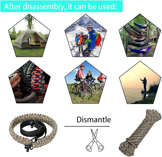 Double Braide 550LB Shotgun Sling 2 Point Paracord Rifle Sling, Non-Slip - Image 5