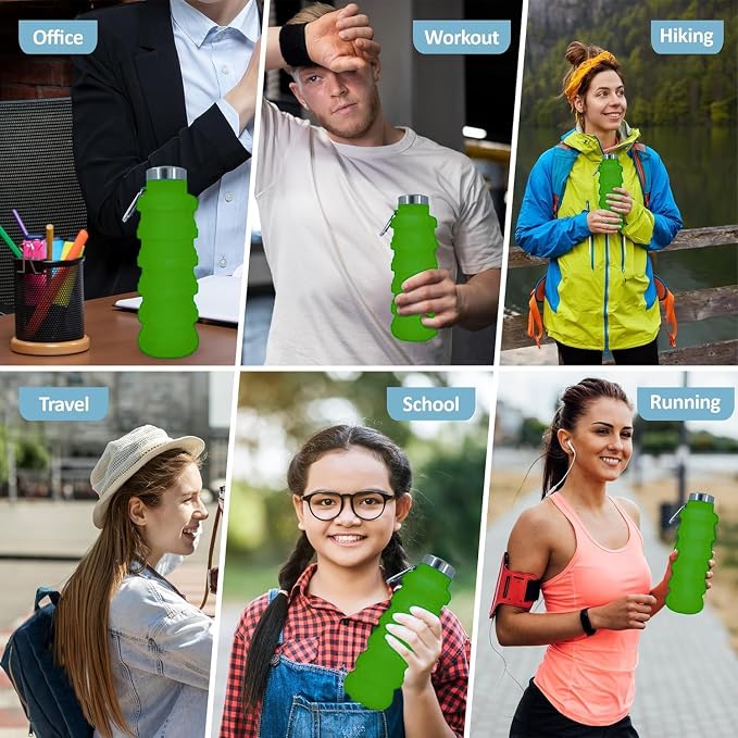 Collapsible Water Bottles 17oz, Odorless BPA-Free Silicone, Leak-Proof Foldable - Image 3