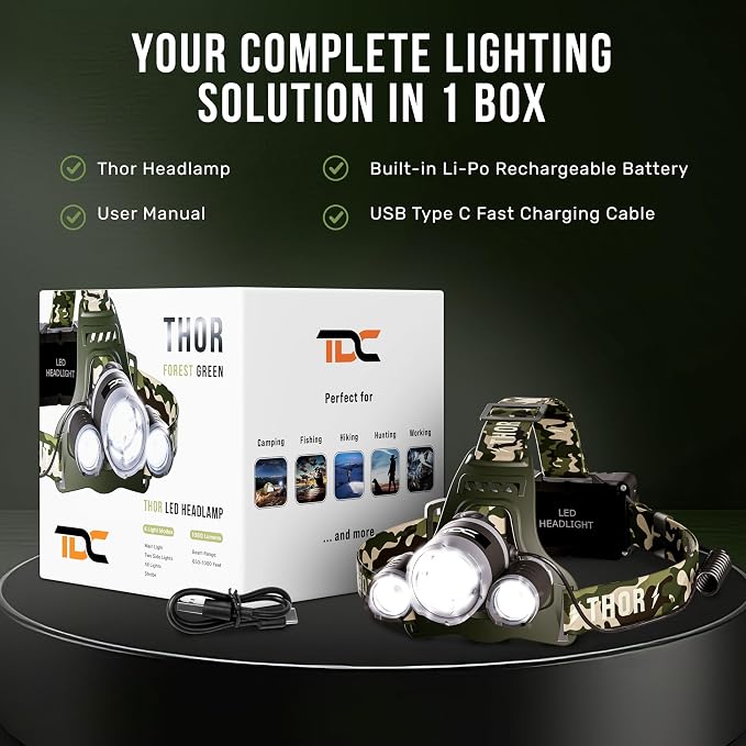 TDC Head Lamp Led Rechargeable Super Bright - Image 9