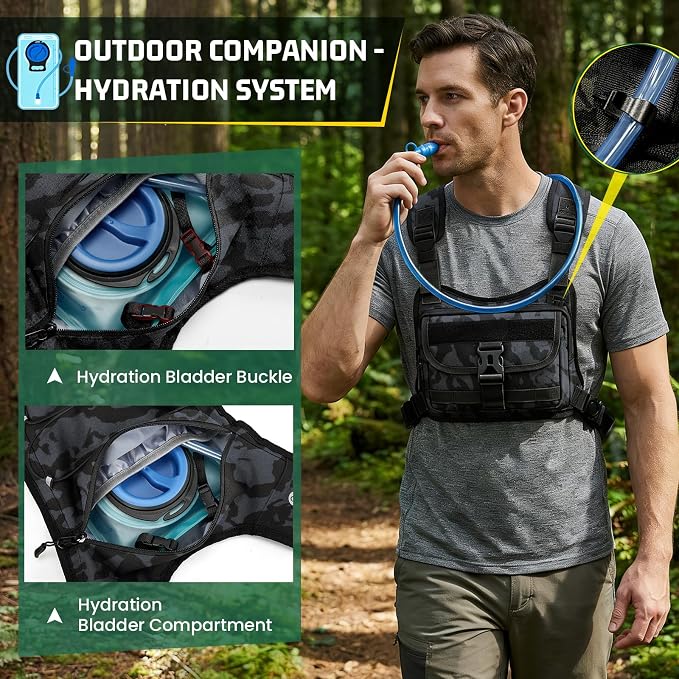 RAINSMORE Hydration Vest with 2L Water Bladder Lightweight Reflective Chest Pack - Image 3
