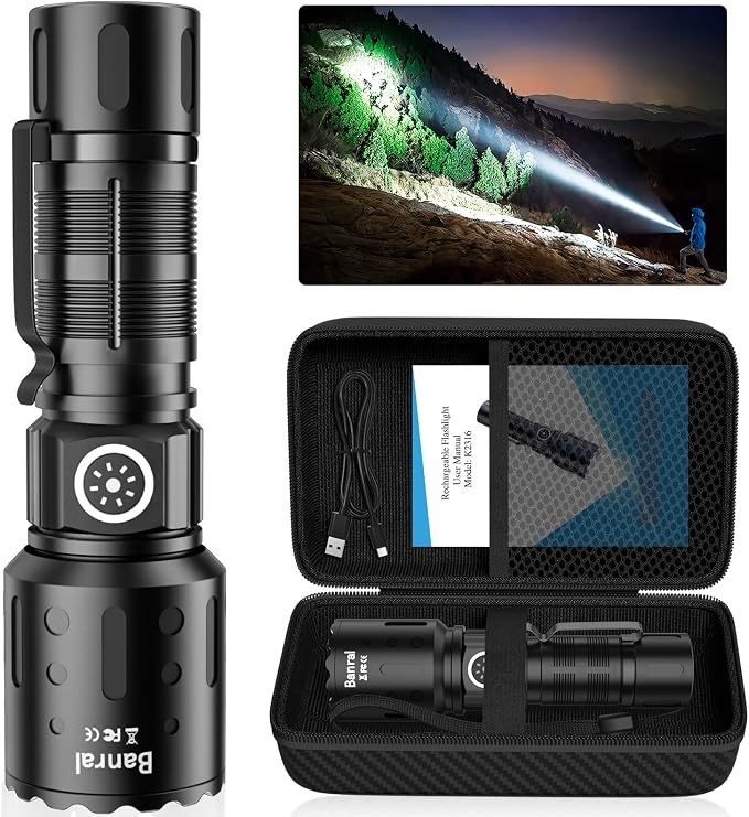 Flashlights High Lumens Rechargeable, Super Bright LED Small Powerful Flashlight by Banral