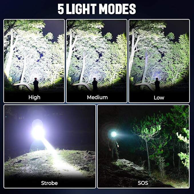 LED Rechargeable Headlamp 2 Pack, 000 Lumens Head Lamps Super Bright Long - Image 7