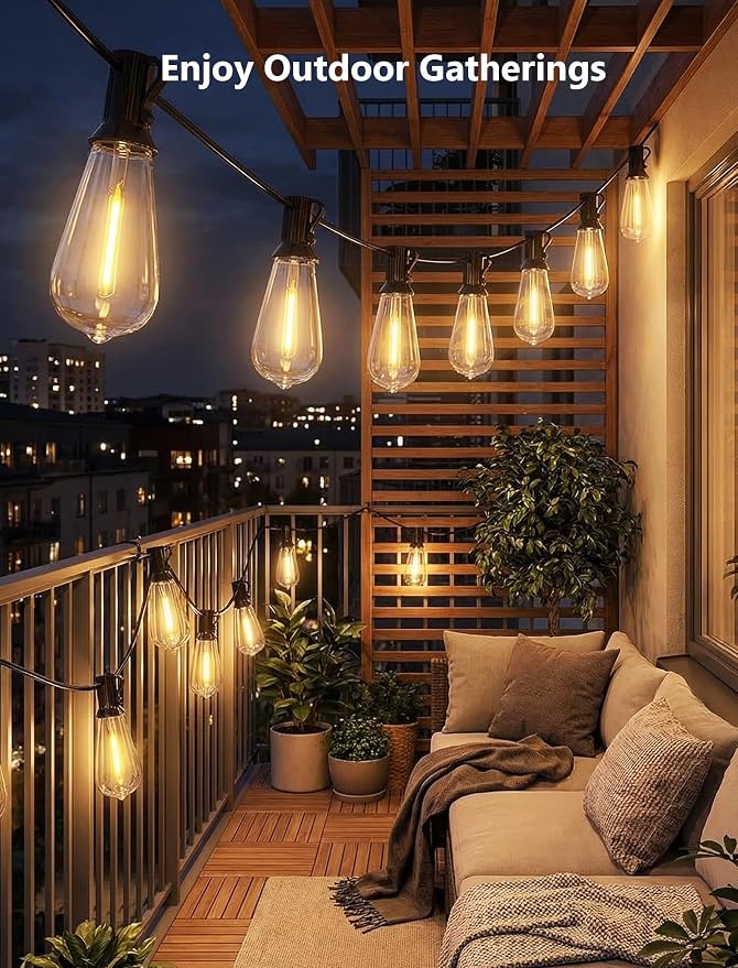 10FT Outdoor String Lights, ST40 Shatterproof Vintage Edison Bulbs, Indoor - Image 6