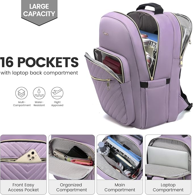 LOVEVOOK Laptop Backpack for Women 18.4 inch, Cute Womens Travel Backpack Purse - Image 2