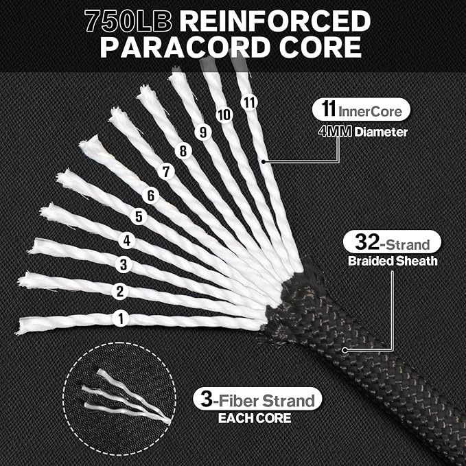 750lb Paracord Rope - 4mm 11 Strand Parachute para Cord Spool Rope Utility - Image 2