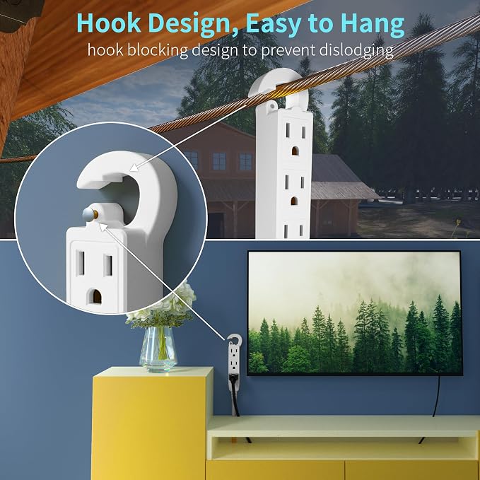 16/3 15 Ft 3 Outlet Extension Cord Outdoor Waterproof, 3 Prong - Image 5