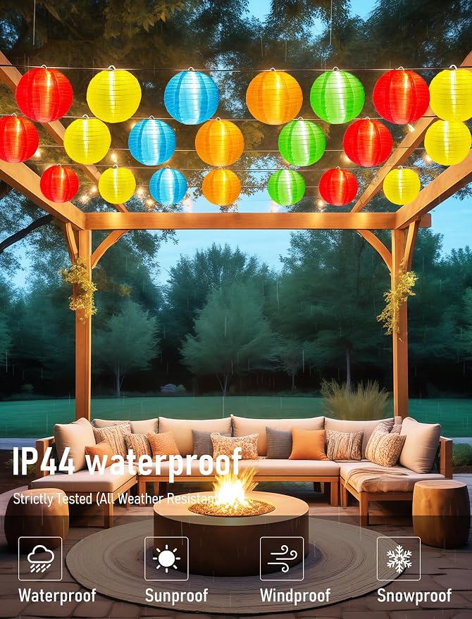 G40 LED Outdoor Lantern String Lights, 27.5FT Multicolor Patio String Lights - Image 3