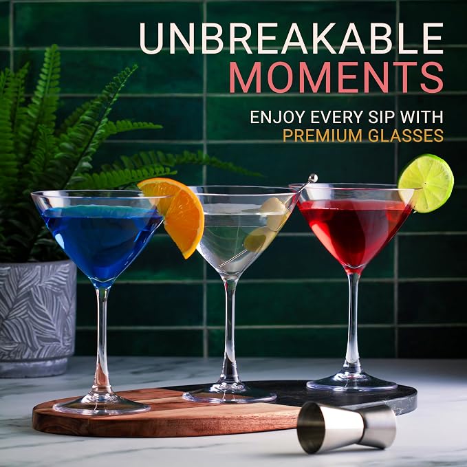 Bravario Unbreakable Plastic Martini Glasses, 100% Tritan Shatterproof Plastic - Image 2