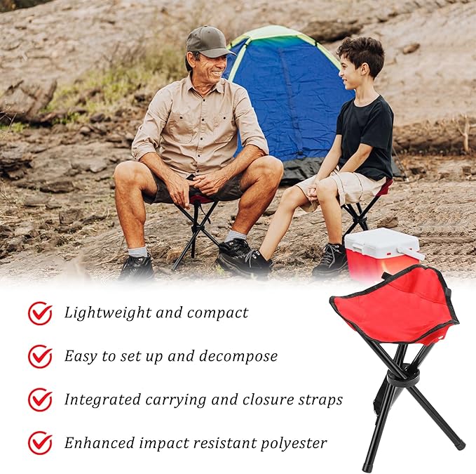 Travel Folding Camping Stool, 17.7 Inch Outdoor Tripod Seat Portable Fishing - Image 3