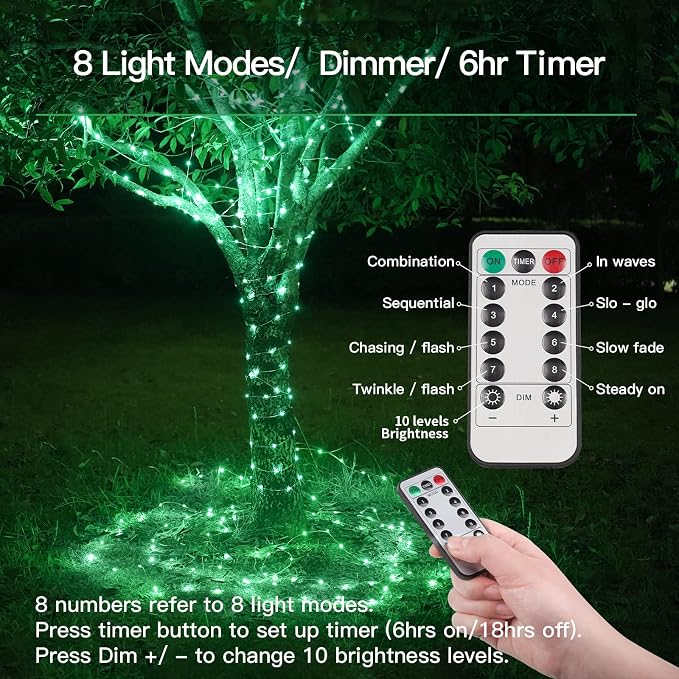 suddus Green Christmas Lights Battery Operatd, 66ft 200LED St Patricks Day - Image 8