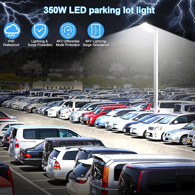 350W LED Parking Lot Light Outdoor:Arm Mount 52500LM Super Bright Dusk to Dawn - Image 5